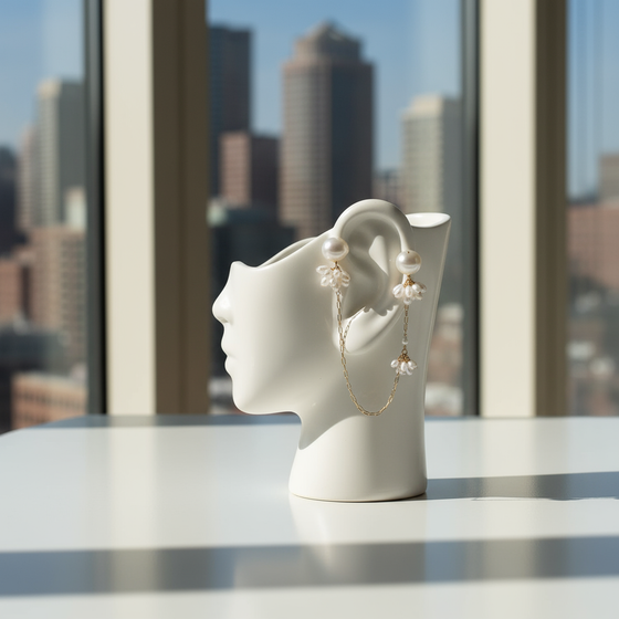 The Celeste Pearl Chain Earring