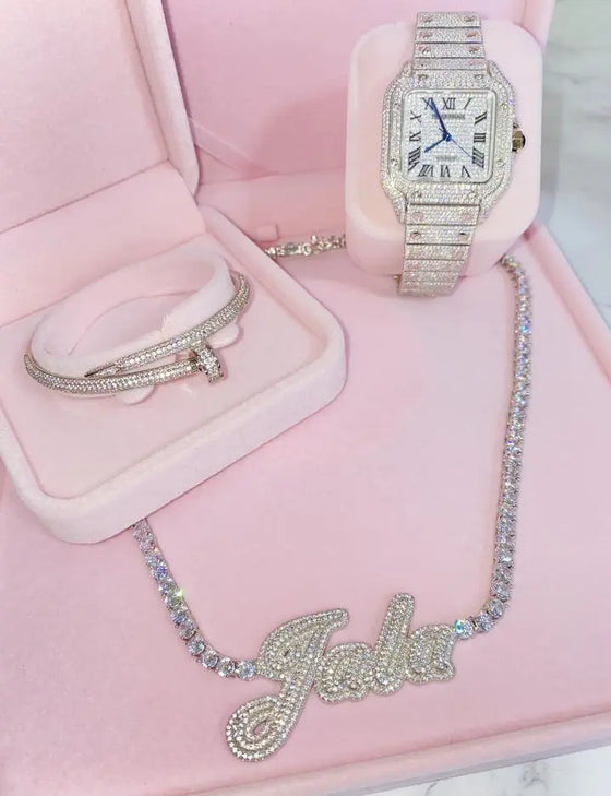 Iced Out Tennis Chain Name Necklace SHOP PRISCILLA LEE