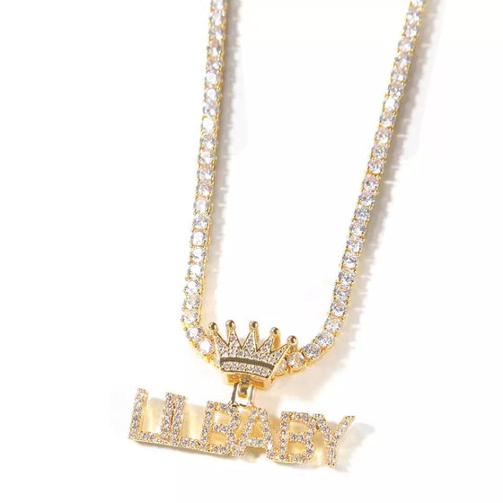 CROWN PENDANT NAME NECKLACE