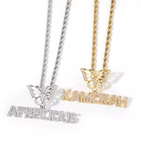 BUTTERFLY PENDANT NAME NECKLACE