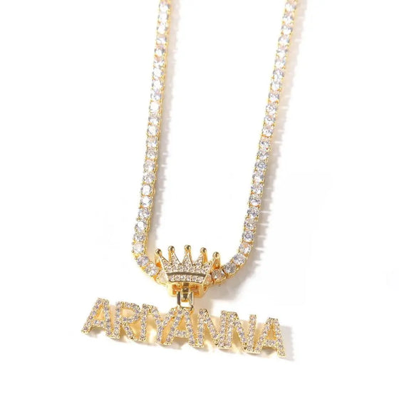 CROWN PENDANT NAME NECKLACE