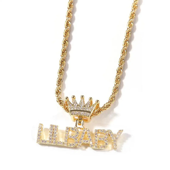 CROWN PENDANT NAME NECKLACE