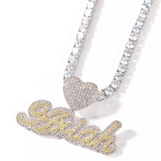 HEART PENDANT CURSIVE NAME NECKLACE