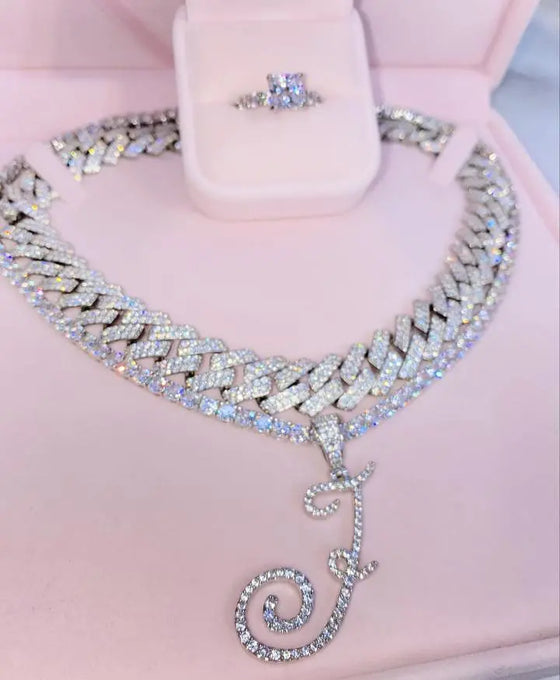 Icy Font Initial Tennis Chain Necklace SHOP PRISCILLA LEE