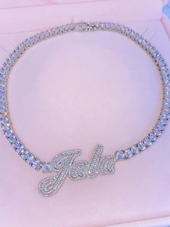 Iced Out Tennis Chain Name Necklace