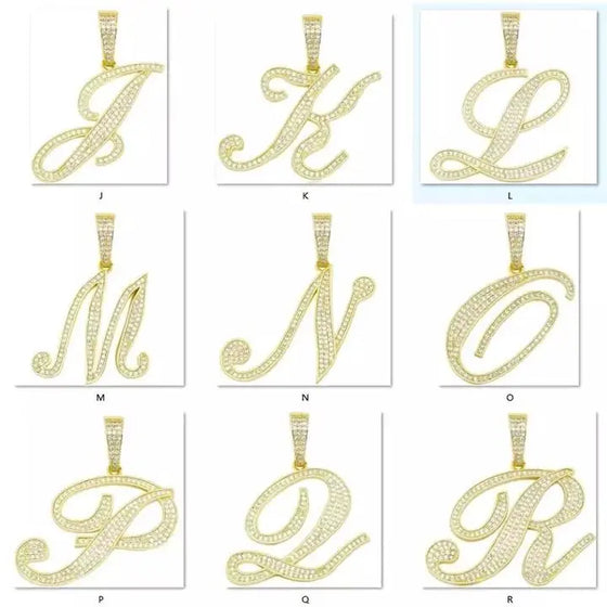 Cursive Font Tennis Chain Initial Necklace SHOP PRISCILLA LEE