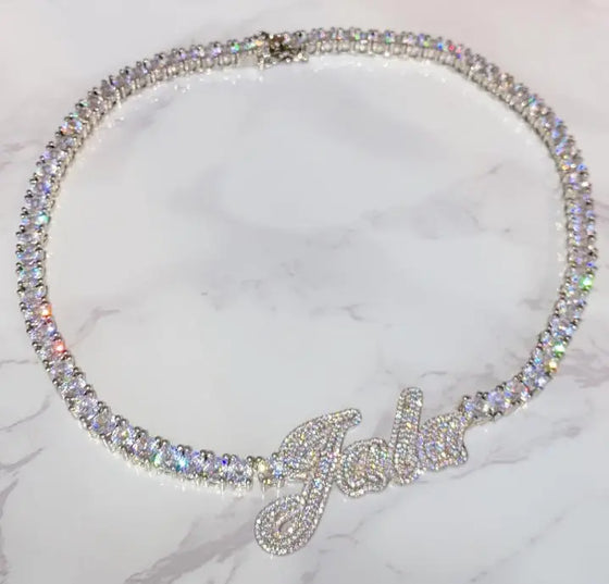 Iced Out Tennis Chain Name Necklace SHOP PRISCILLA LEE