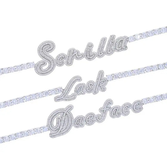 Iced Out Tennis Chain Name Necklace SHOP PRISCILLA LEE