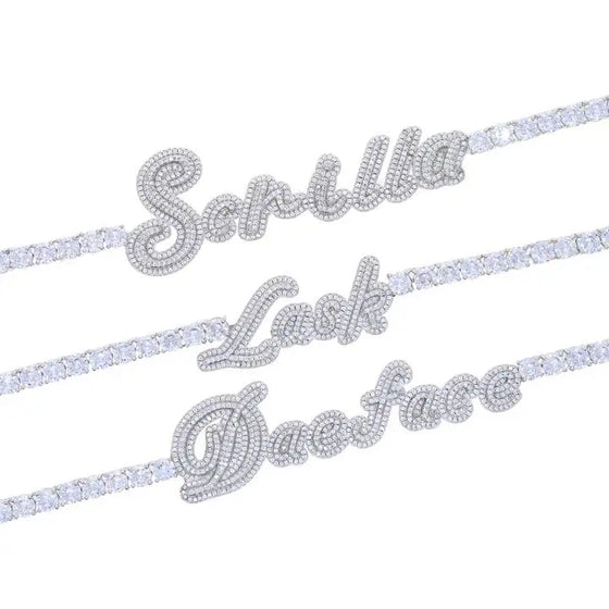 Iced Out Tennis Chain Name Necklace