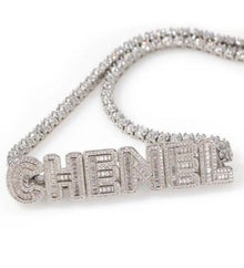  TENNIS CHAIN BAGUETTE NAME NECKLACE