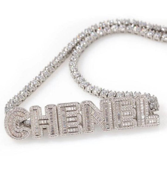 TENNIS CHAIN BAGUETTE NAME NECKLACE