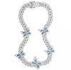 CUBAN LINK BUTTERFLY NECKLACE IN BLUE