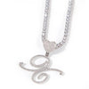 CURSIVE HEART INITIAL TENNIS CHAIN NECKLACE