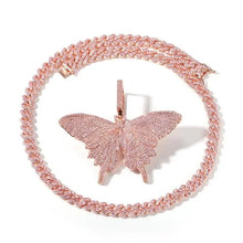  ROSE GOLD CUBAN LINK BUTTERFLY NECKLACE