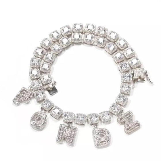 SQUARE TENNIS CHAIN NAME NECKLACE SHOP PRISCILLA LEE