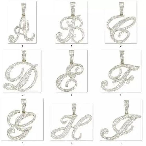 Cursive Font Tennis Chain Initial Necklace SHOP PRISCILLA LEE
