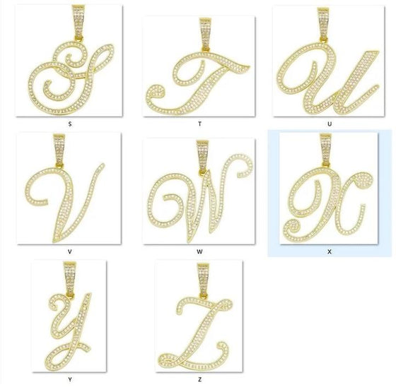 Cursive Font Tennis Chain Initial Necklace