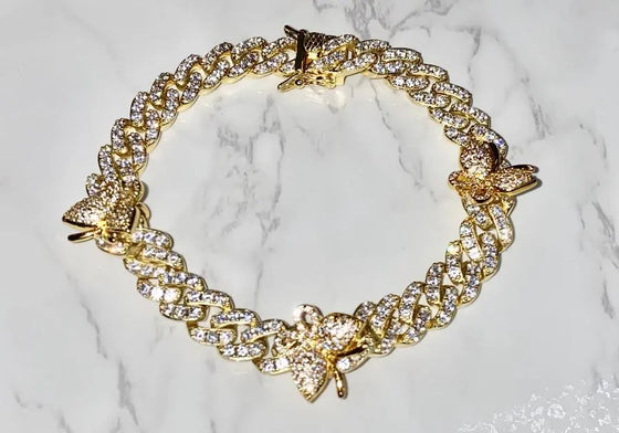 CUBAN LINK BUTTERFLY ANKLET SHOP PRISCILLA LEE