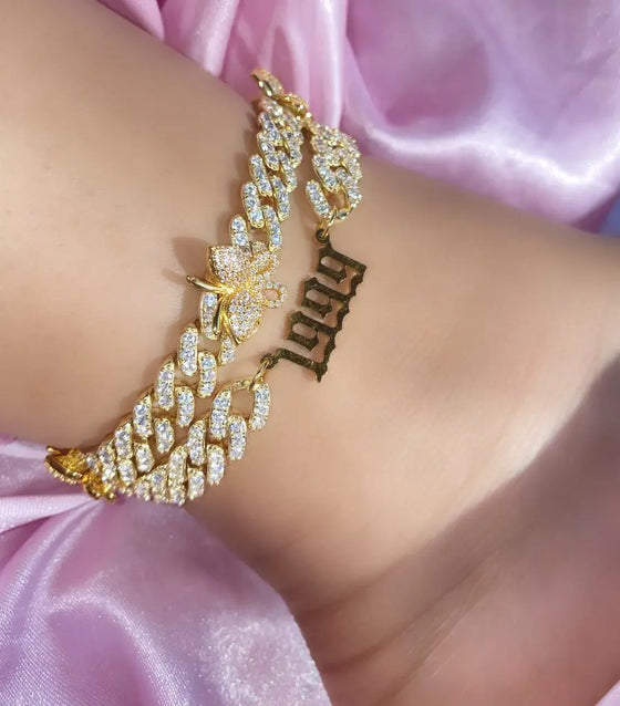 CUBAN LINK BUTTERFLY ANKLET