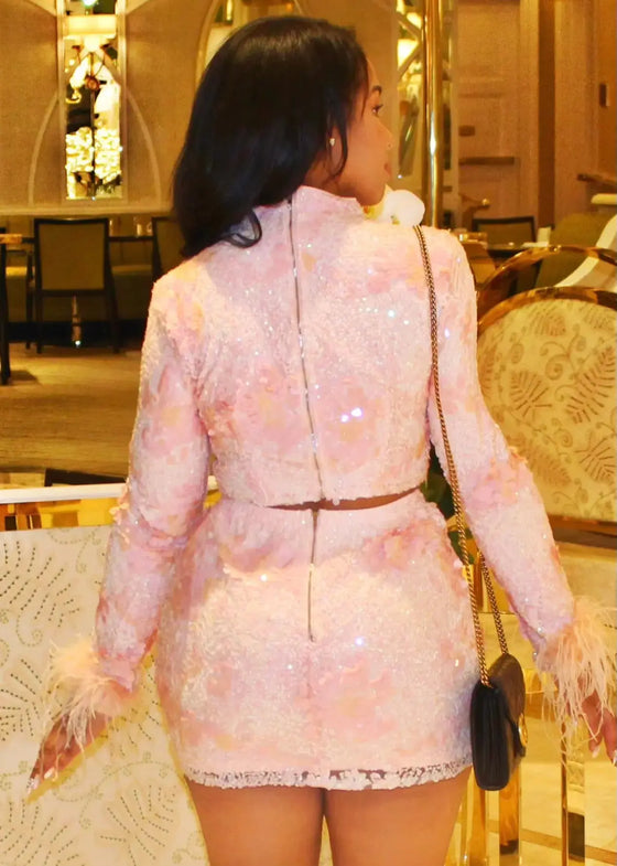 Pink Sequin Embellished Set SHOP PRISCILLA LEE