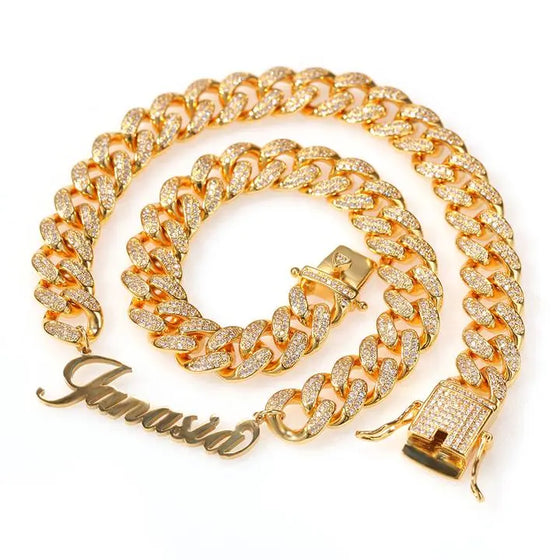 ICY CUBAN LINK NAME NECKLACE