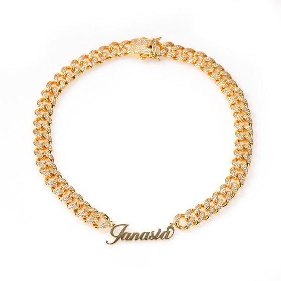 ICY CUBAN LINK NAME NECKLACE