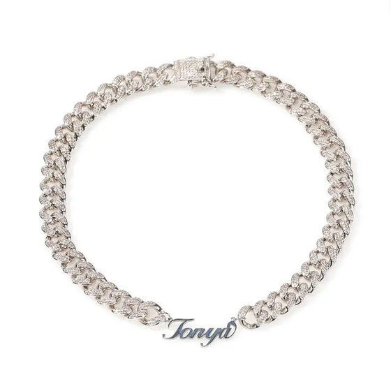 ICY CUBAN LINK NAME NECKLACE