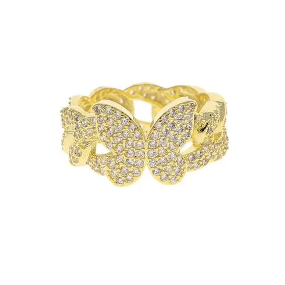 CUBAN LINK BUTTERFLY RING